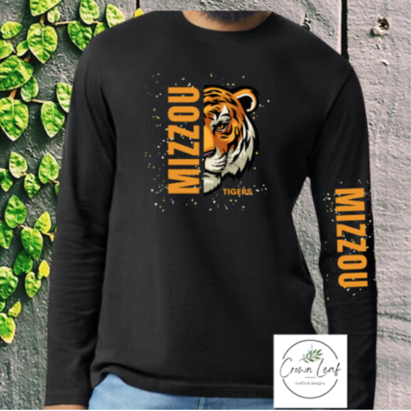 MIZZOU Tigers [Black Gildan Long- Sleeve Tee, Crewneck Sweatshirt, or Hoodie]  Main Image